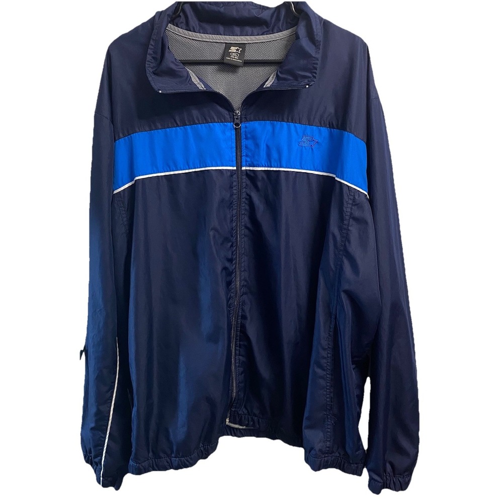 Starter Men's Windbreaker Jacket Zip-up Navy W/blue‎ Stripe Sz.3XL (54-56)